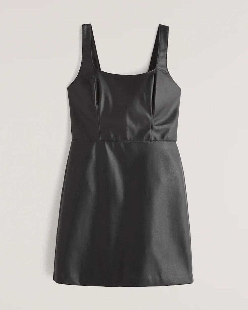 Abercrombie & Fitch 90s Faux Leather Pinafore Dress - Xs Black
